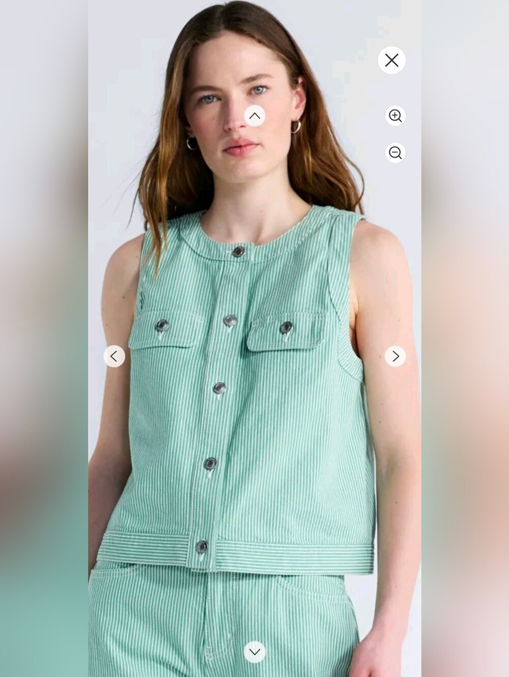 Gymboree Green and White Striped Button-Front Vest